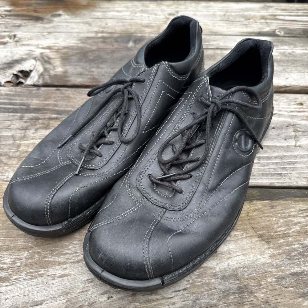 ECCO Light Neoflexor Shock Point Black Leather Lace Up Comfort Shoes ASA SZ 46